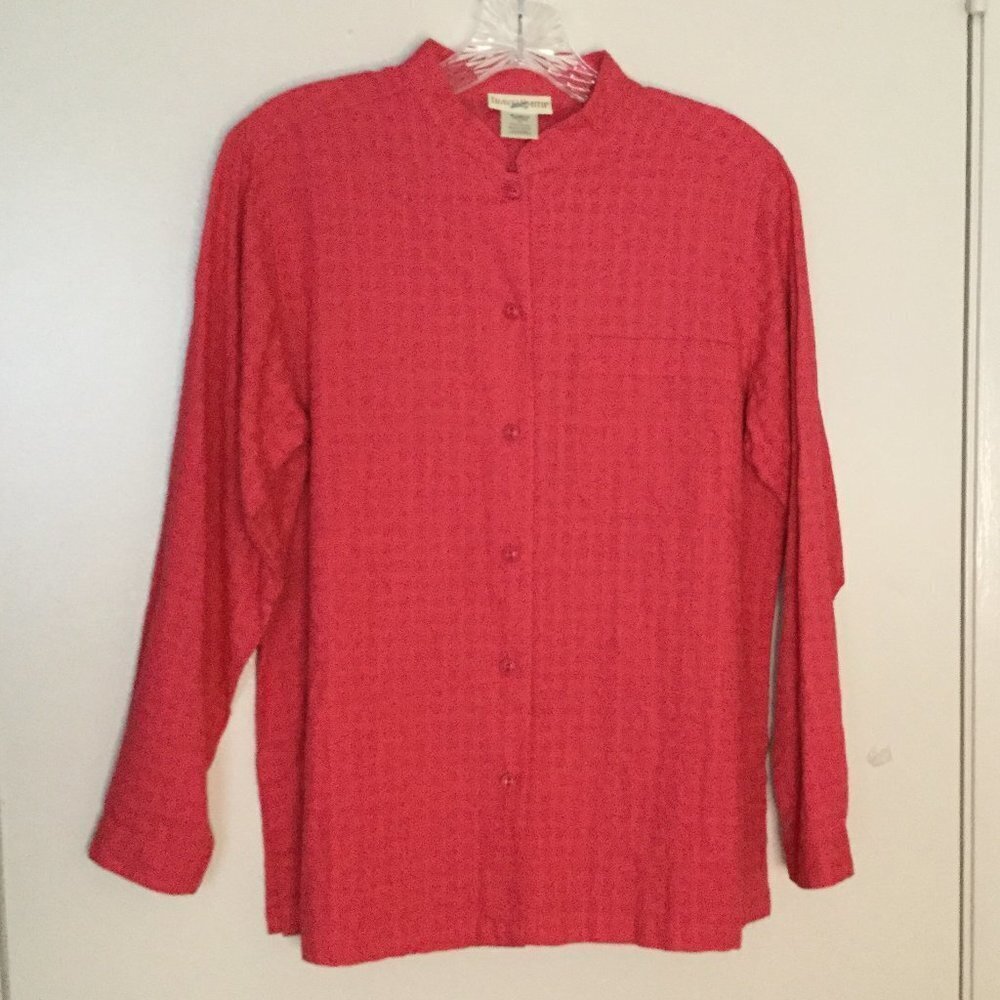 TravelSmith Red Cotton Long Sleeved Tunic Shirt